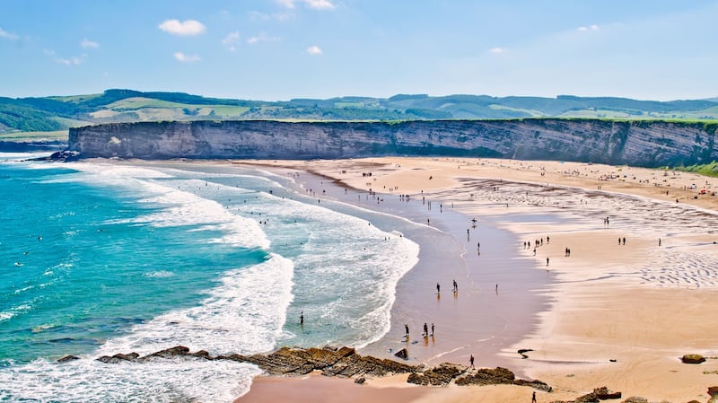 Langre beach at Cantabria, Spain.
