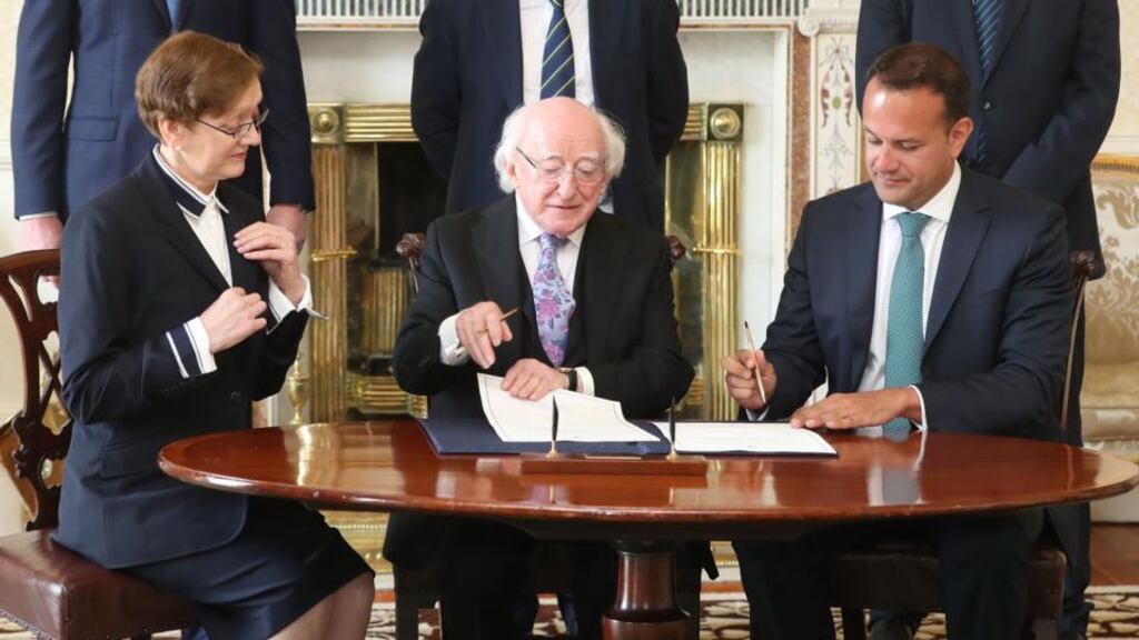 Court of Appeal appointment: Máire Whelan is made a judge by President Michael D Higgins and Taoiseach Leo Varadkar on Monday. Photograph: Niall Carson/PA Wire