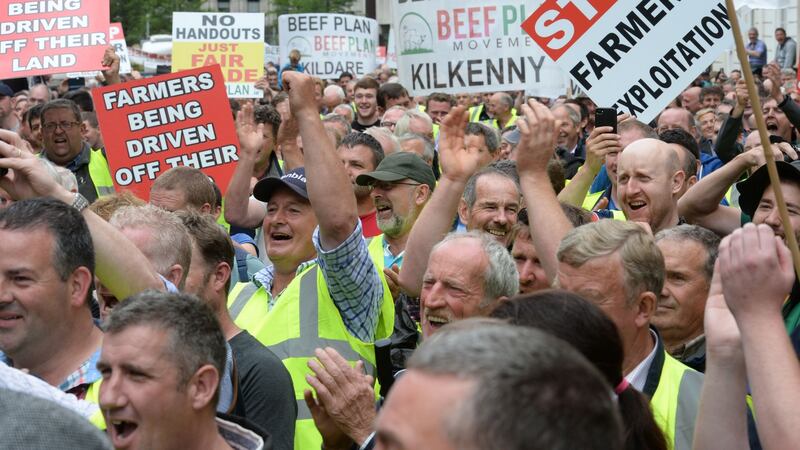 Farmers protesting outside the Dáil in July following the announcement of the Mercosur trade agreement. File photograph: Alan Betson