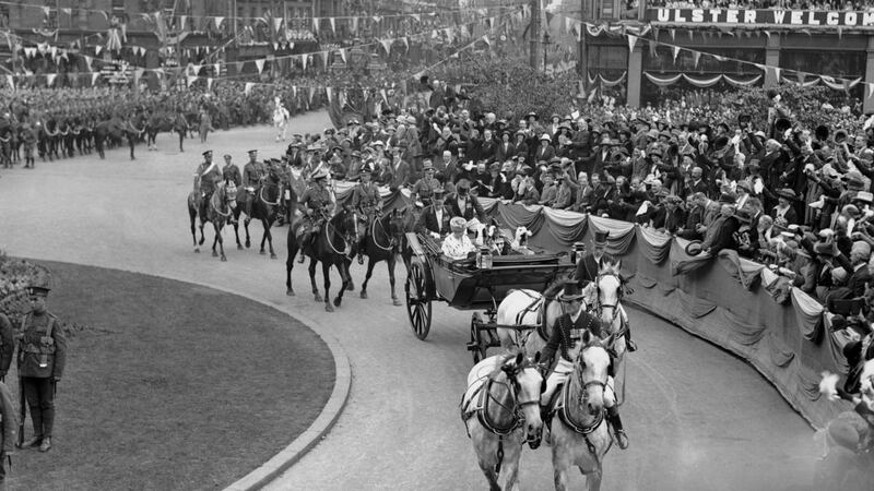 King George V and Queen Mary arrive for the opening of the parliament of Northern Ireland in Belfast on June 23rd, 1921. Photograph: Daily Mirror/Mirrorpix/Mirrorpix via Getty