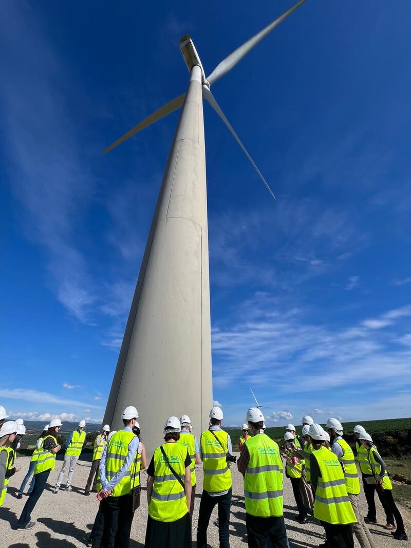 An experimental wind turbine built by Acciona in Navarre, Spain. The tower is made from concrete rather than steel