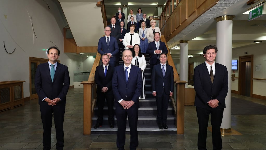 The newly elected Cabinet of the 33rd Dáil ahead of their first Cabinet meeting in Dublin Castle. Photograph: Julien Behal/PA Wire