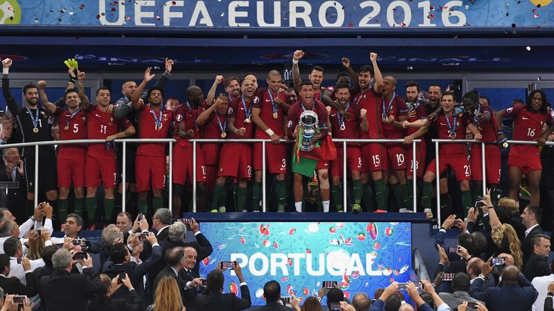 Portugal are the defending European champions, after their success at France 2016. Photograph: Laurence Griffiths/Getty