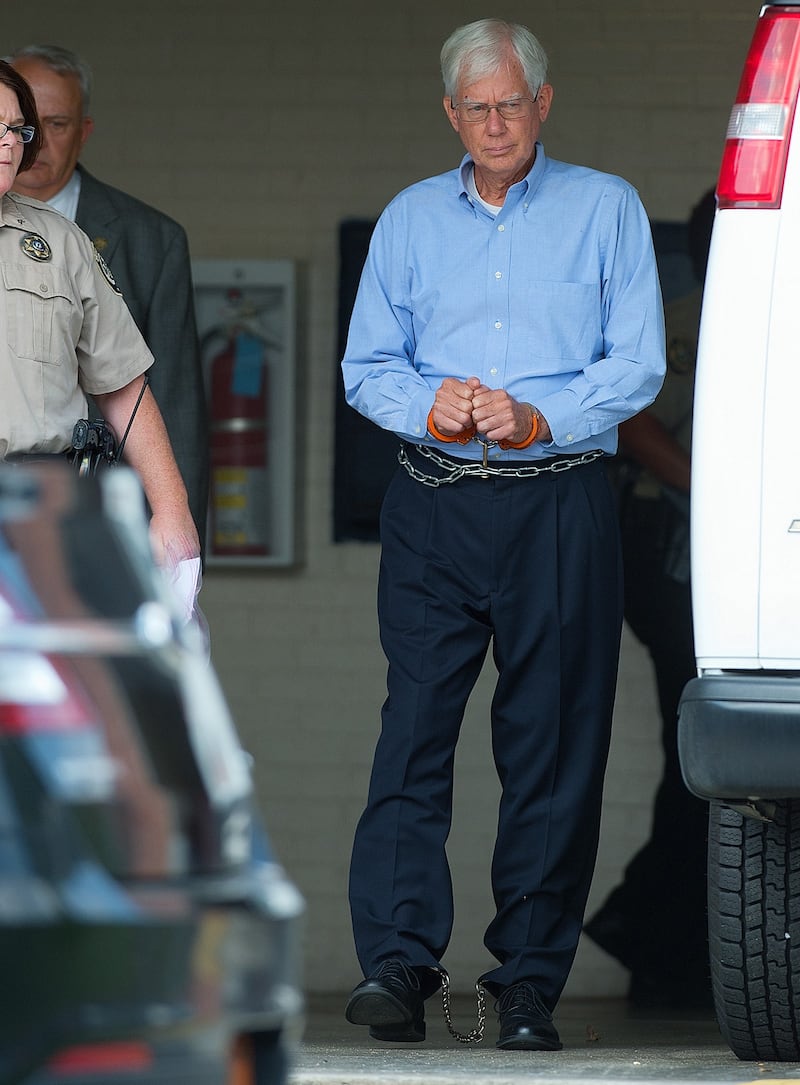 Thomas Martens is led to a waiting van for transport to prison on Wednesday afternoon. Photograph: Donnie Roberts/The Dispatch