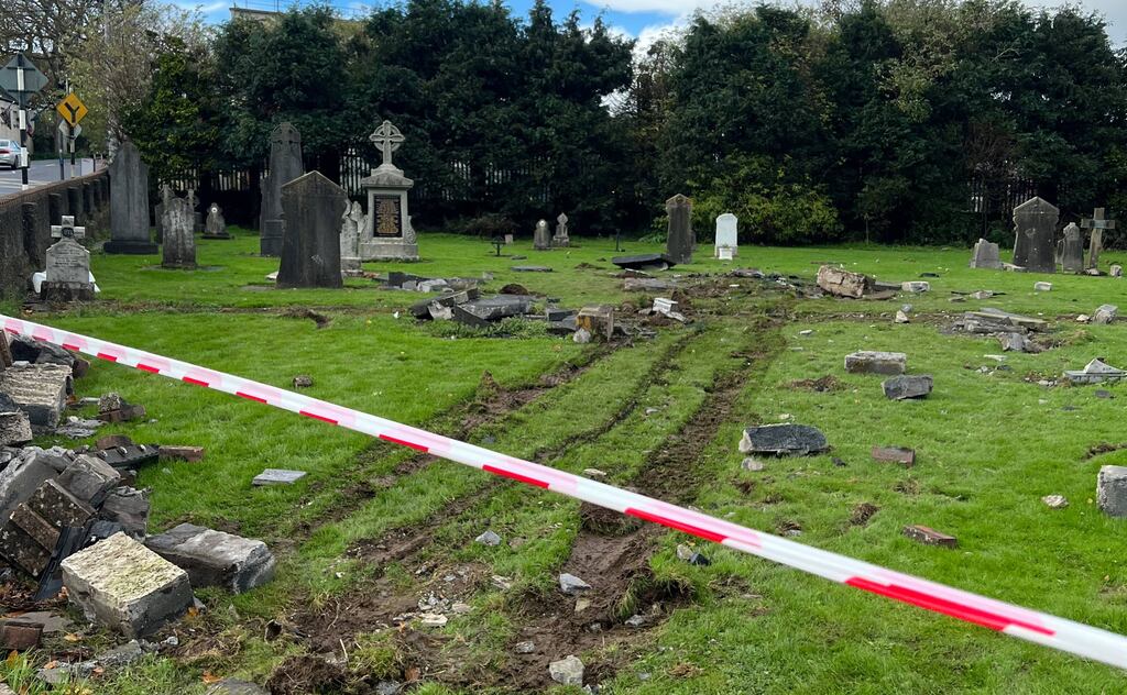 Several graves were damaged in the accident. Photograph: Corina Johnston