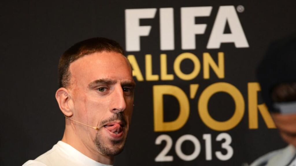Franck Ribery attends a press conference prior to the Fifa Ballon d’Or ceremony in Zurich, Switzerland. Photograph: , Patrick Seeger/EPA
