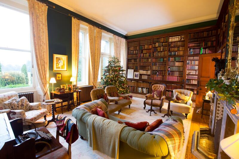 The library at Clonalis House, Castlerea, Co Roscommon. Photograph: Brian Farrell