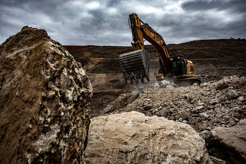 An excavator moves lithium ore at a mine in Brazil. Photograph: Dado Galdieri/Bloomberg