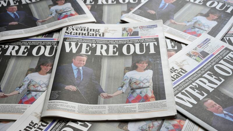 An arrangement of British  newspapers from  June 24th. Photograph: Getty images.