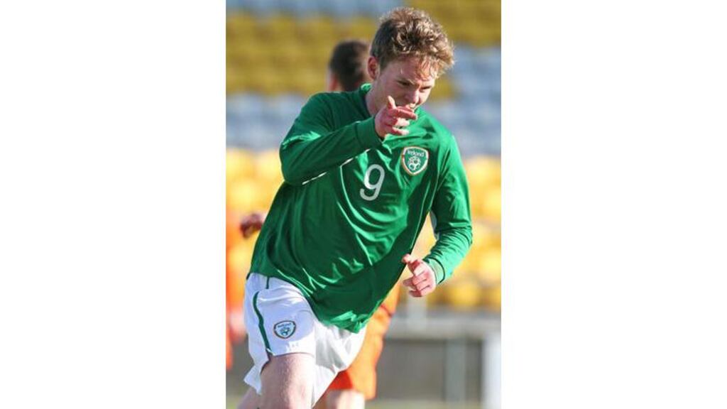 Aiden O'Brien celebrates his first goal at Tallaght Stadium. Photograph: Lorraine O'Sullivan/Inpho