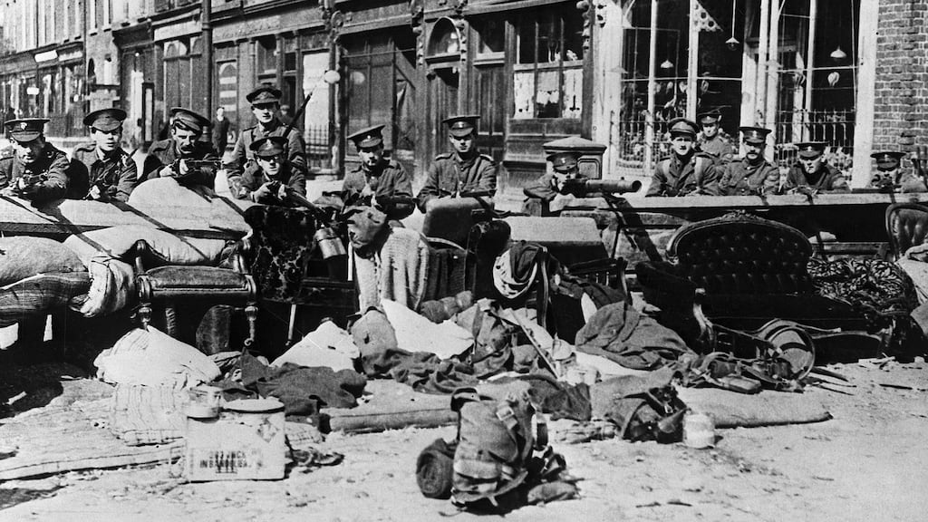Easter Rising: barricaded British troops in Dublin in 1916. Photograph: Bettmann/Getty