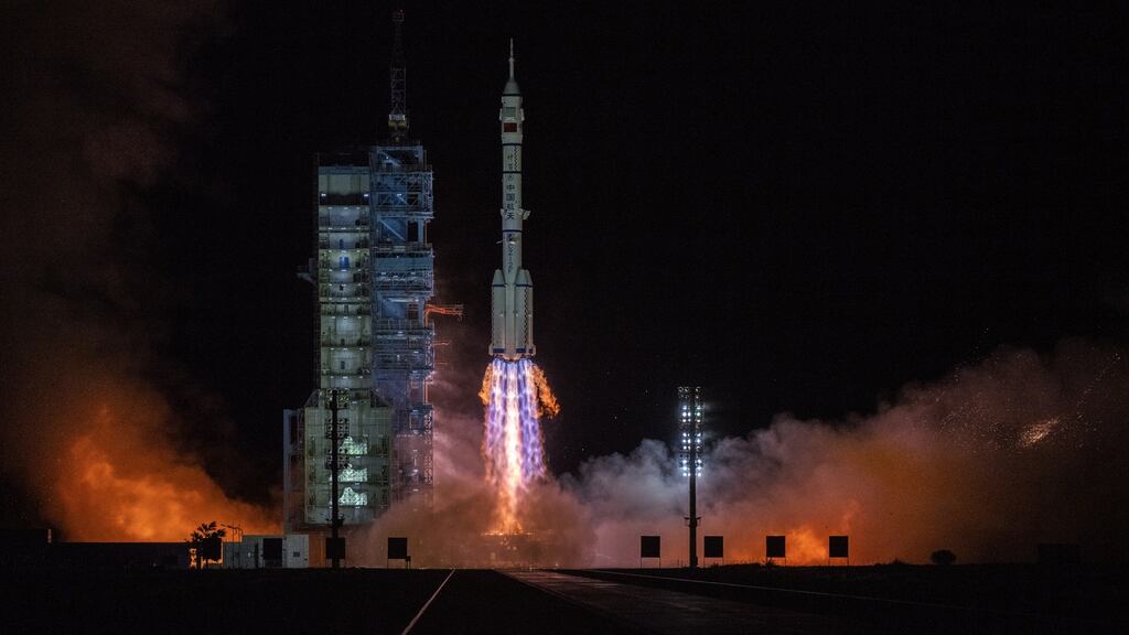 The new hypersonic glide vehicle was launched with a ‘Long March’ rocket, seen here carrying the Shenzhou-13 spacecraft in the Gobi Desert near Jiuquan, China, last month. Photograph: Kevin Frayer/Getty Images