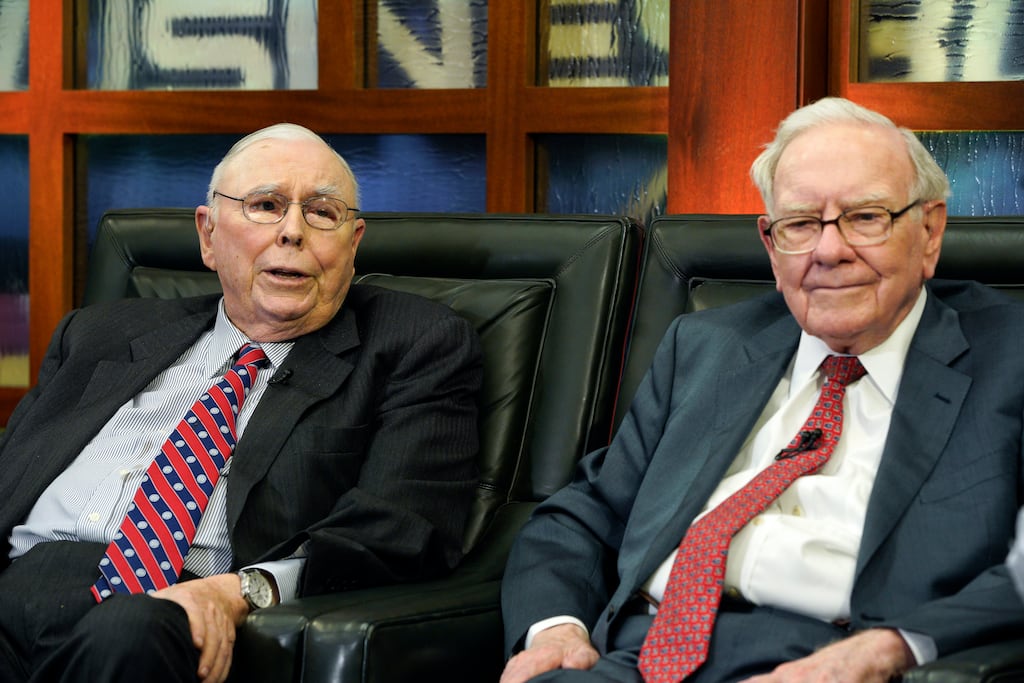 Warren Buffett pictured with his late business partner, Carlie Munger: Berkshire Hathaway reported a net profit of €88.85 billion for 2023. Photograph: Nati Harnik / AP
