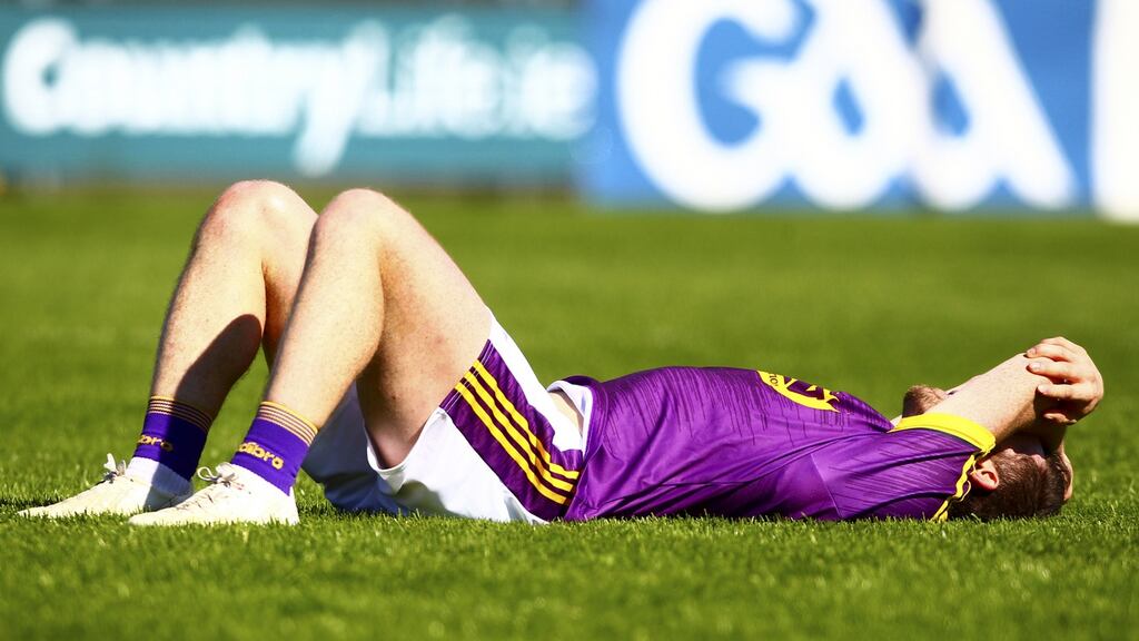Wexford’s Ben Brosnan dejected at the end of the game. Photograph: Ken Sutton/Inpho