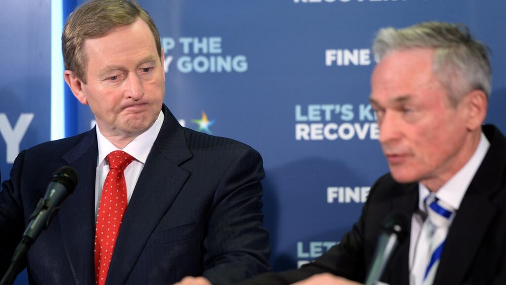 Outgoing Taoiseach Enda Kenny and outgoing Minister for Jobs Richard Bruton. Photograph: Eric Luke/The Irish Times