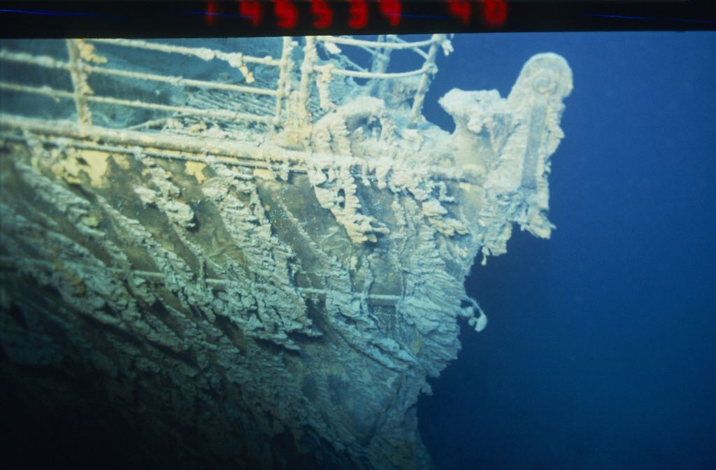 The bow of the Titanic, photographed in 1996. Photograph: Xavier Desmier/Gamma-Rapho via Getty Images