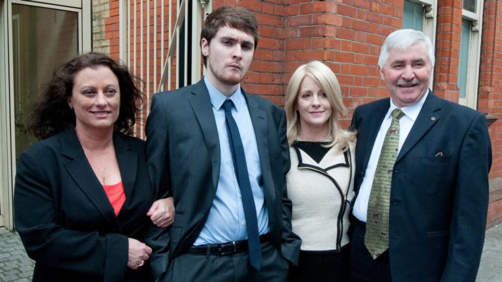 Relatives of the late Kate Fitzgerald pictured outside Dublin City Coroner’s Court last year - (L to R) Geraldine Yoes (aunt), William Fitzgerald (brother), Sally Fitzgerald(mother) and Tom Fitzgerald (father). Photograph: Collins Courts.