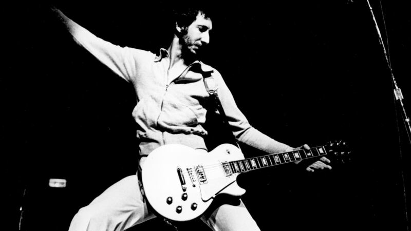 Pete Townshend in action for The Who in 1972. File photograph: Michael Ochs Archives/Getty Images