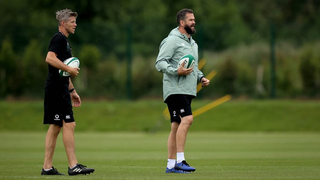 Ireland head coach Andy Farrell at training on Thursday. Photo: Ryan Byrne/Inpho