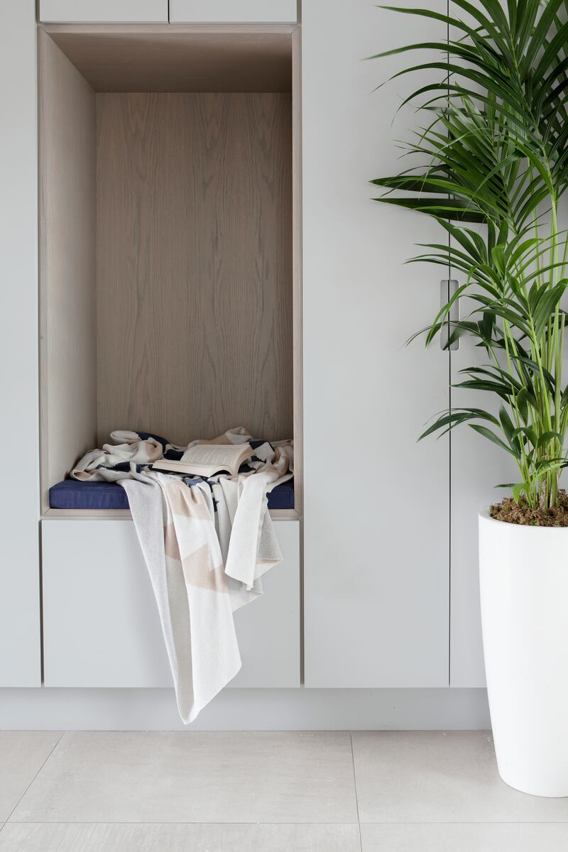 Built-in storage options for hallways such as benches or sleek cabinets can discreetly store everyday items such as shoes and coats. Photograph: Ruth Maria Murphy