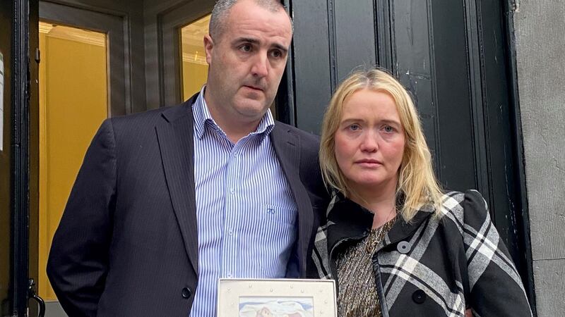 Lisa and Mel Duffy, parents of baby Luke, after the inquest where a verdict of medical misadventure was returned into the death of their son at Portlaoise hospital in October 2018