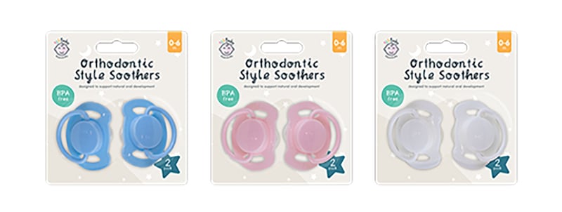 People are being advised to stop using the  two-pack of 123 Baby Essentials Orthodontic Style Soothers product immediately. Photograph: Consumer Protection Commission
