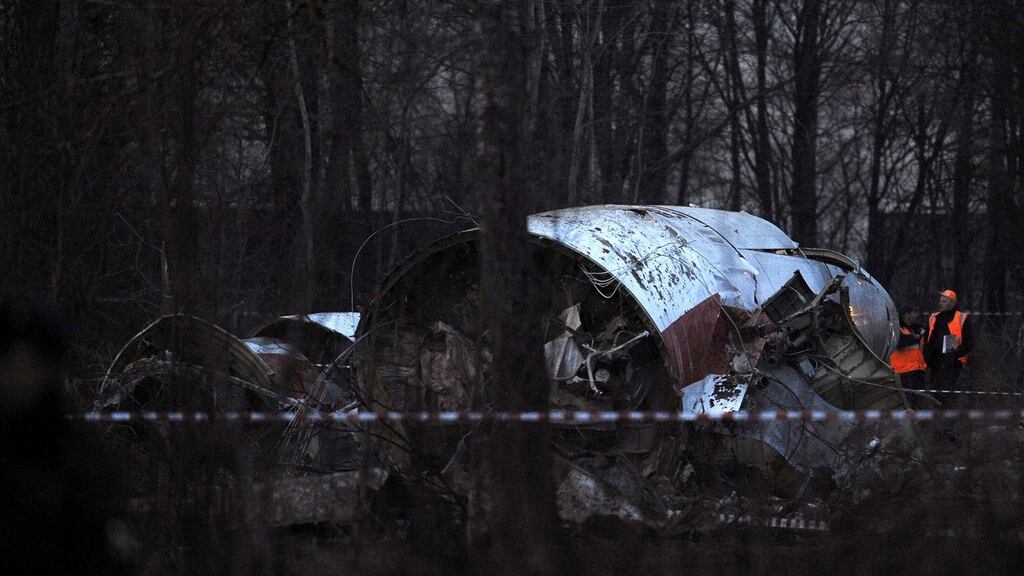 The site of the Smolensk air crash which left 96 people dead, including Poland’s then president Lech Kaczynski. Photograph: Natalia Kolesnikova/AFP/Getty
