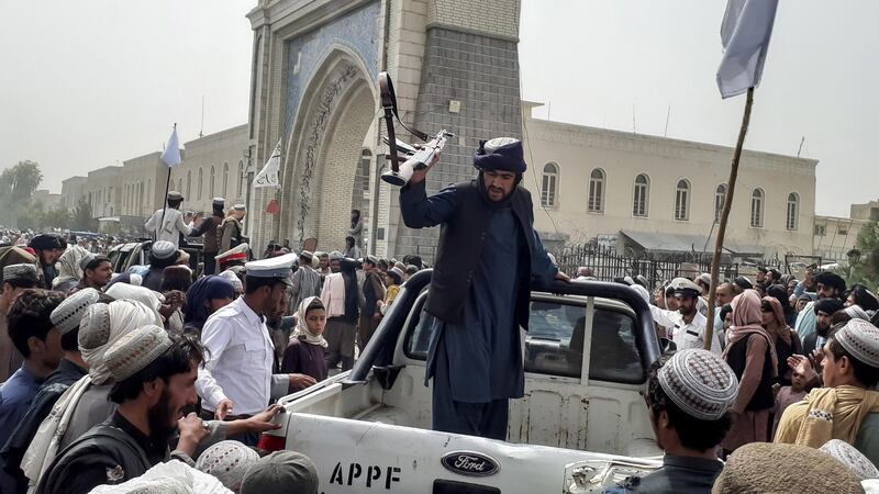 The Taliban patrol in Kandahar, Afghanistan, on Sunday. Photograph: EPA