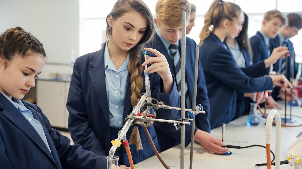 A group of students having a chemistry lesson. Photograph: Getty Images