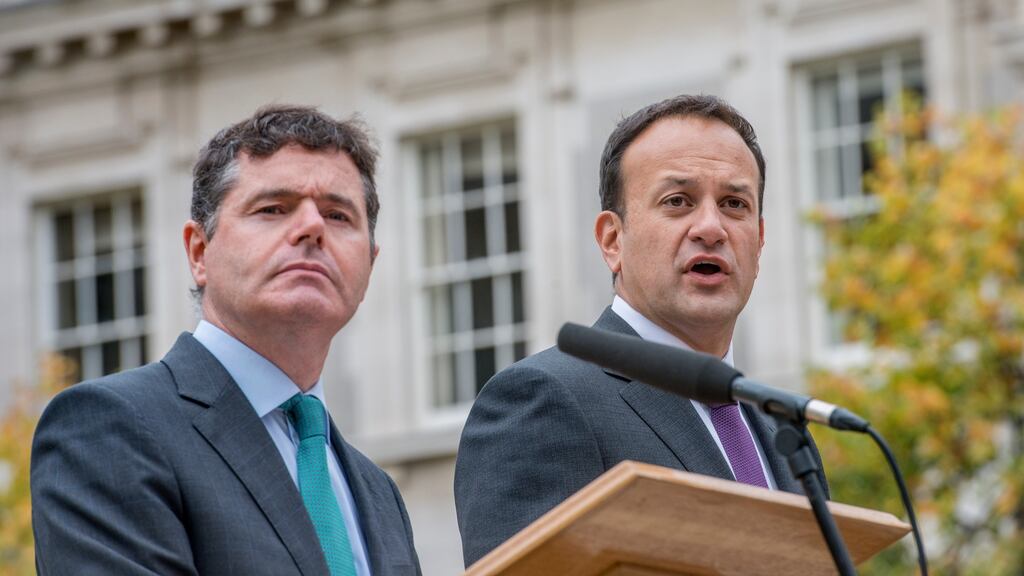 Minister for Finance Paschal Donohoe and Taoiseach Leo Varadkar. Photograph: Brenda Fitzsimons
