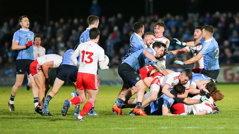Tempers flare between the two teams. Photograph: Philip Magowan/Inpho