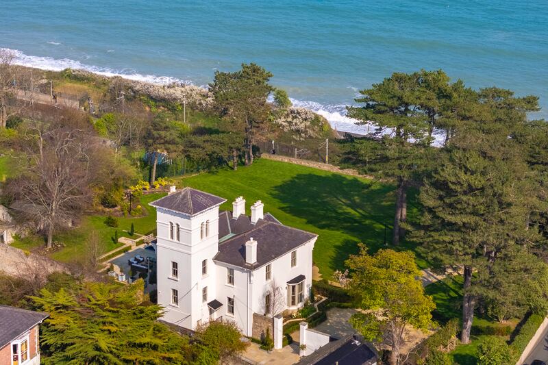 The house has an impressive turret