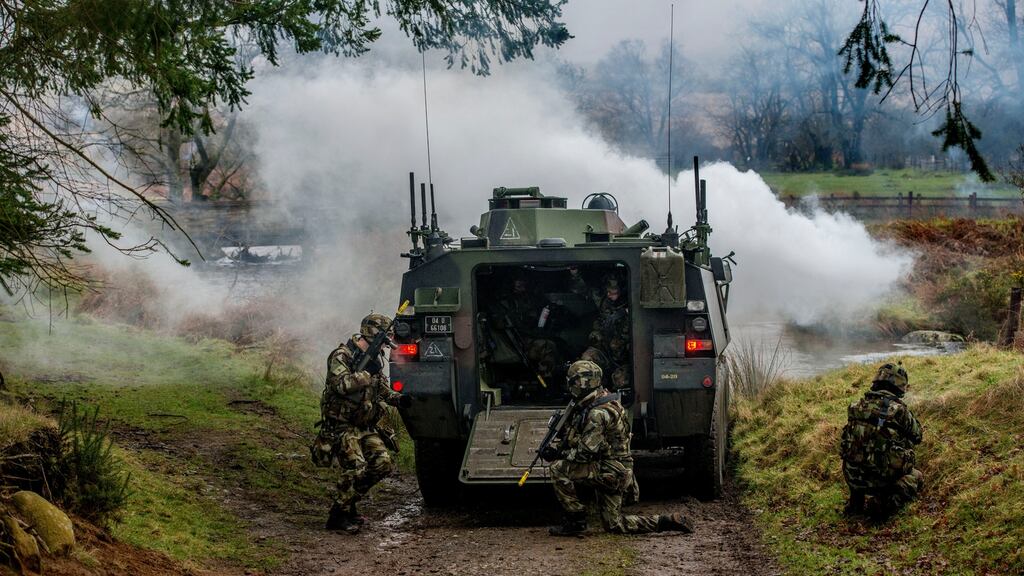 Troops from the 55th Infantry Group photographed in March 2017 during an exercise in the Glen of Imall, Co Wicklow. Photograph: The Irish Times