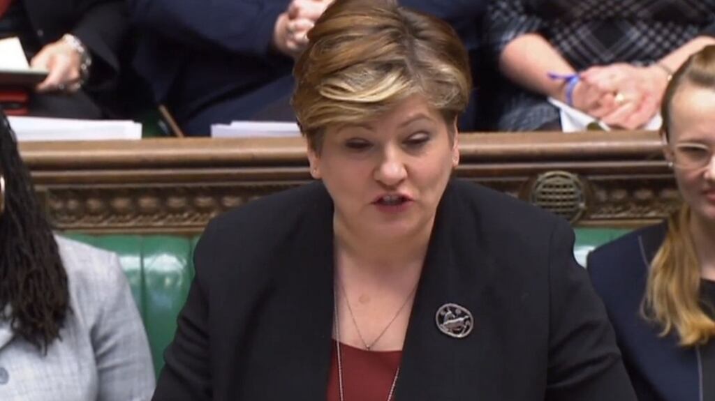 Shadow foreign secretary Emily Thornberry speaking in the House of Commons. She called for Brexit to be postponed beyond March 29th. Photograph: House of Commons/PA Wire