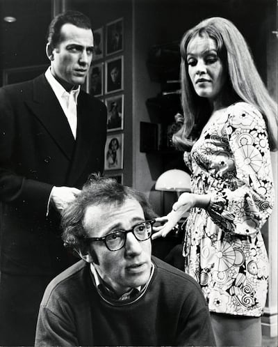 Sheila Sullivan with Jerry Lacy (left) and Woody Allen in a stage production of Play It Again, Sam in 1969. Photograph: Friedman-Abeles/New York Public Library via The New York Times