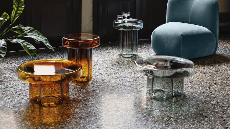 One of the smartest accent pieces available in amber is Miniforms Soda, a coffee table by Greek designer Yiannis Ghikas that has been made using hand-blown Murano glass.