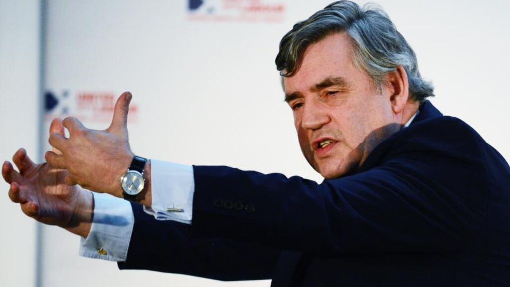 Former British prime minister Gordon Brown outlines his plans in Glasgow yesterday. Photograph: Jeff J Mitchell/Getty Images