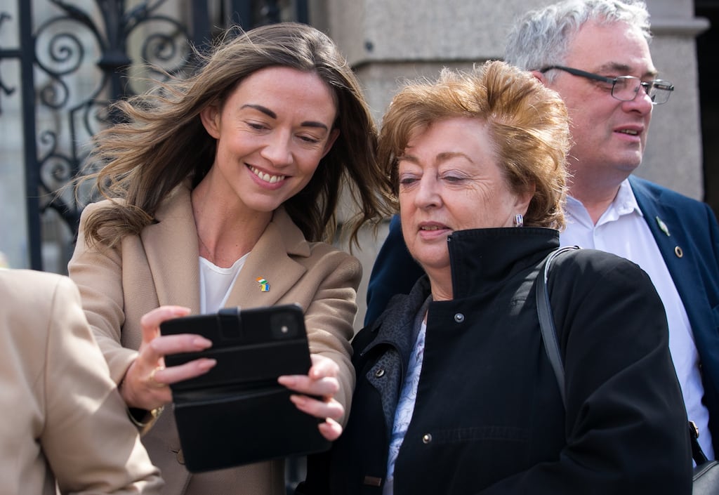 Social Democrats TD Holly Cairns with outgoing party co-leader Catherine Murphy TD. Photograph: Gareth Chaney