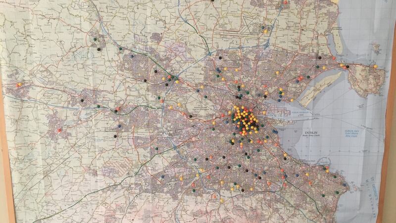 A map of all the quizzes Colm O’Sullivan took part in with his dad, John