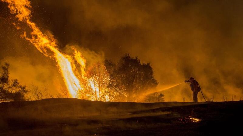 The blaze raced through 20,000 acres in one five-hour stretch on Saturday. Photograph: Josh Edelson/AFP/Getty Images