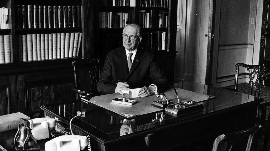 Former president Éamon de Valera at Áras an Uachtaráin in 1968. Photograph: Independent News and Media/Getty