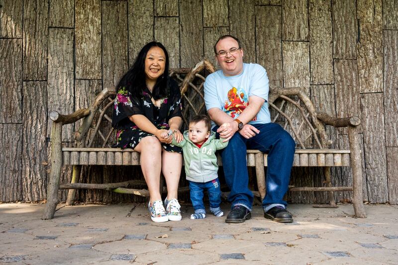 Lynn Yin and John Ruddy with their son Cillian.