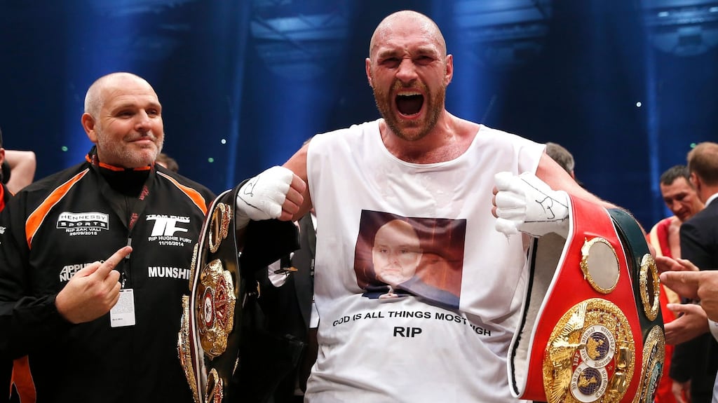 “Ask and ye shall receive,” Tyson Fury told the Sky person. “I asked for a win. God gave me this win.” Photograph: Action Images via Reuters/Lee Smith Livepic