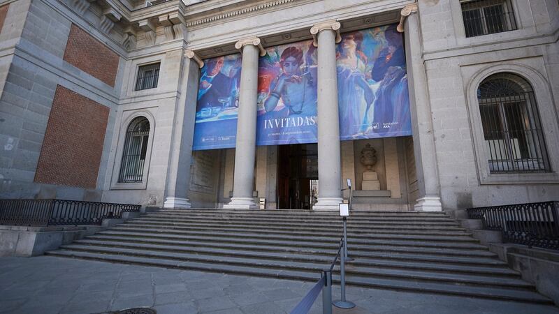 The main entrance of the Prado Museum in Madrid empty on Wednesday. Photograph: Carlos Alvarez/Getty Images