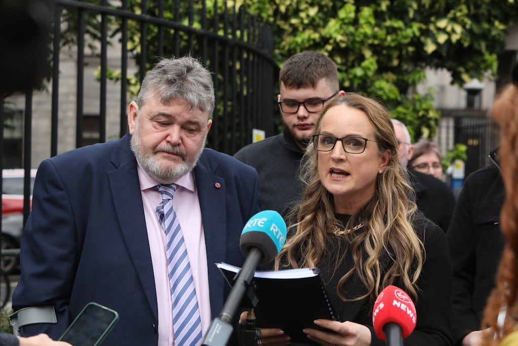 Kevin Fitzpatrick, husband of the late Maria Fitzpatrick, with solicitor Niamh Ní Mhurchú outside the Four Courts. Photograph: Collins Courts