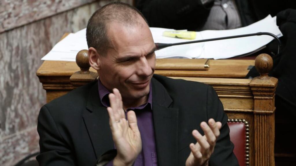 Greek finance minister Yanis Varoufakis during a parliamentary session in Athens on Wednesday during which prime minister Alexis Tsipras criticised EU lenders. Photograph: Yannis Kolesidis/EPA