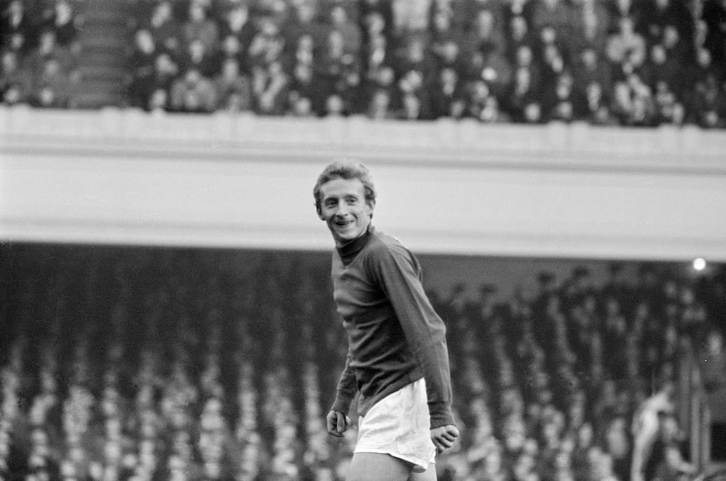 Manchester United's Denis Law during a game against Arsenal at Highbuty in November 1964. Photograph: Daily Herald/Mirrorpix via Getty Images
