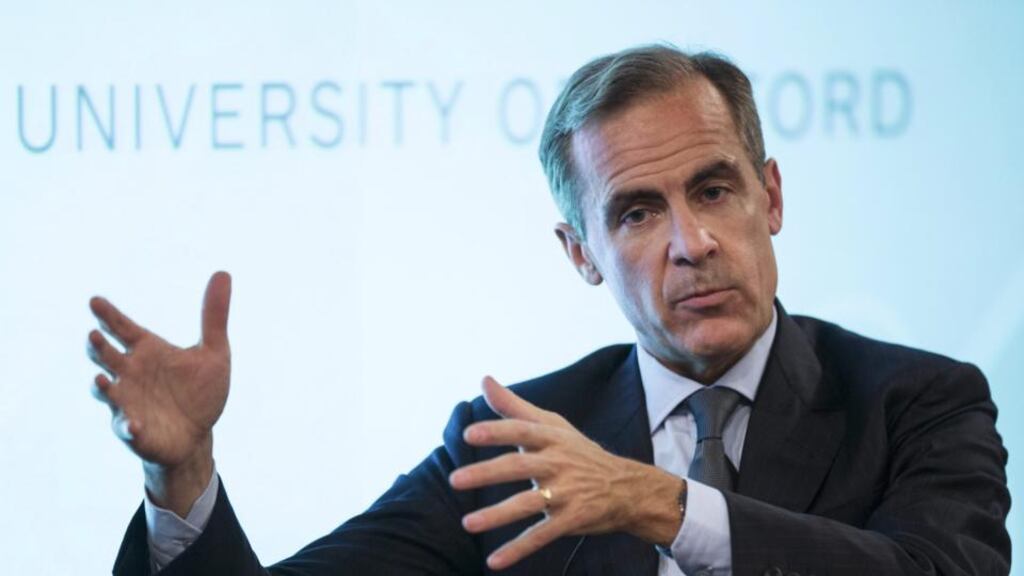 Bank of England governor Mark Carney making a speech at The Sheldonian Theatre in Oxford on Wednesday. He spoke about the benefits and risks of Britain’s EU membership. Photograph: Eddie Keogh-Pool/Getty Images