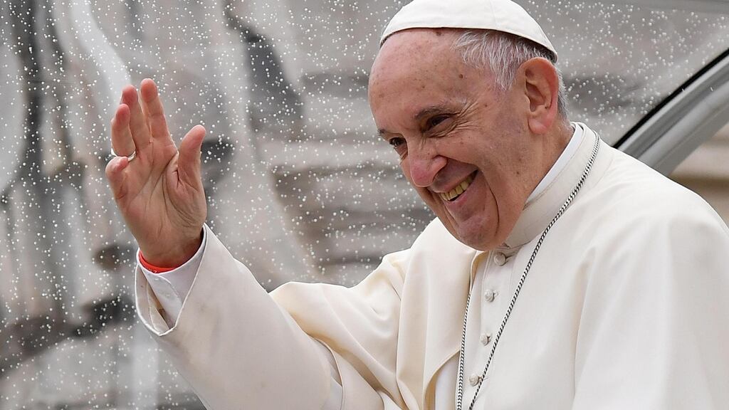 Pope Francis after this week’s general audience in St Peter’s Square: in 2013 he declared the founder of the Presentation Sisters, Nano Nagle, “venerable”. Photograph: Ettore Ferrari/ETA