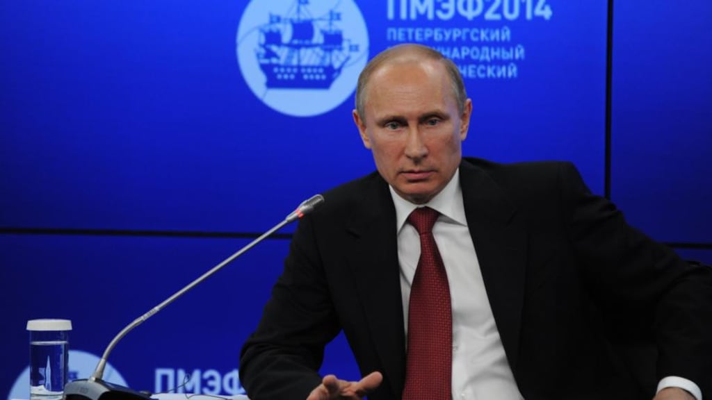 Russian president Vladimir Putin said Russia will respect the outcome of Ukraine’s presidential election, butstopped short of declaring the upcoming poll as legitimate, saying merely that Moscow hopes for an end of the crisis in Ukraine. Photograph: Mikhail Kilmentyev/EPA/Kremlin Pool